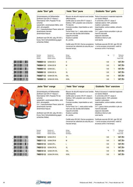 Catalogo sicurezza sul lavoro 2013/2014 - Steinemann AG