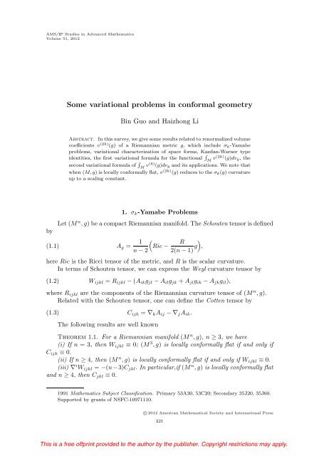 Some variational problems in conformal geometry