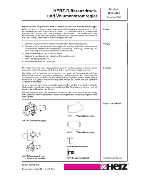 HERZ-Differenzdruck- und Volumenstromregler