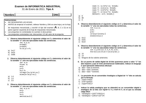 Examen de INFORMÃTICA INDUSTRIAL - PoliformaT