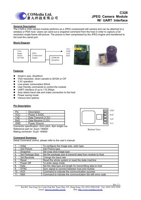 C328 JPEG Camera Module W/ UART Interface - RF Design