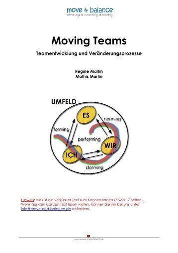 Teamentwicklung Moving Teams Kurztext - move and balance