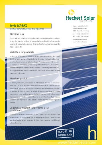 Serie HS-PXL - Heckert Solar