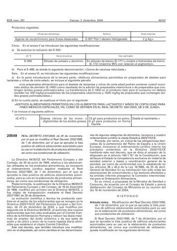 Real Decreto 2197/2004 que incluye la sucralosa ... - Analiza Calidad