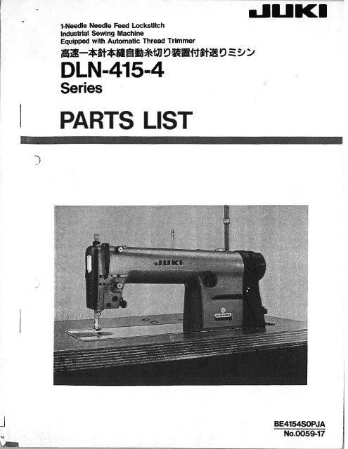 Parts book for Juki DLN-415-4