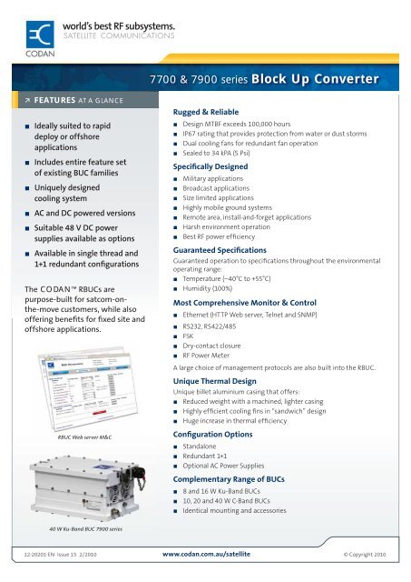 7700 & 7900 series Block Up Converter - Codan, Ltd.