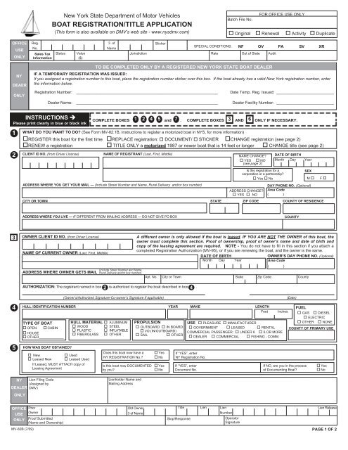 MV-82-B (Boat Registration/Title Application) - Genesee County