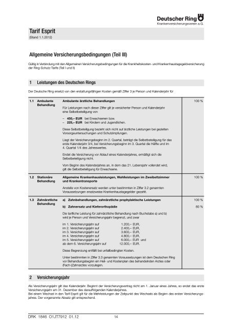 Versicherungsbedingungen und - Private Krankenversicherung