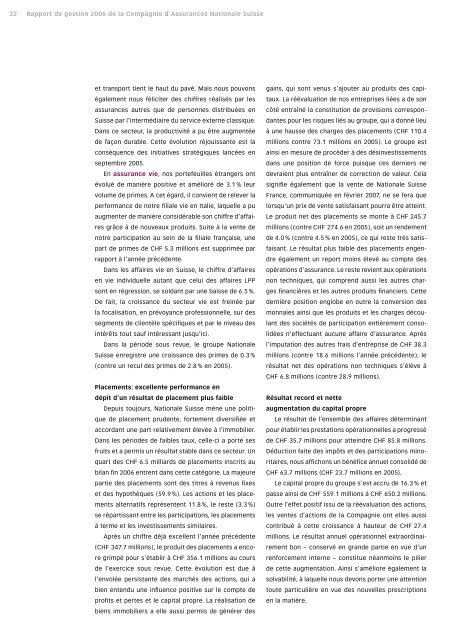 Rapport de gestion 2006 - Nationale Suisse Group