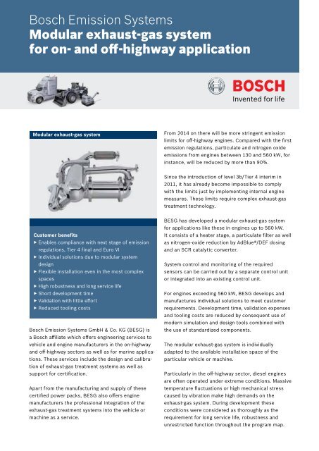 Modular Exhaust Gas System Bosch Automotive Technology