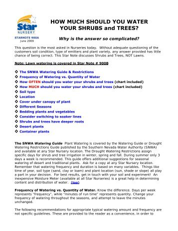 HOW MUCH SHOULD YOU WATER YOUR SHRUBS ... - Star Nursery