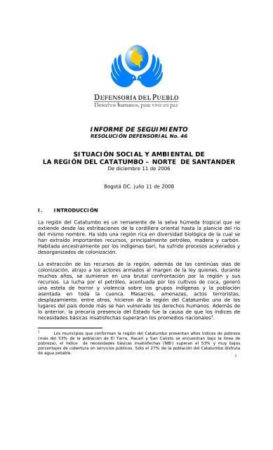 informe de seguimiento situaciÃ³n social y ambiental de la regiÃ³n del ...