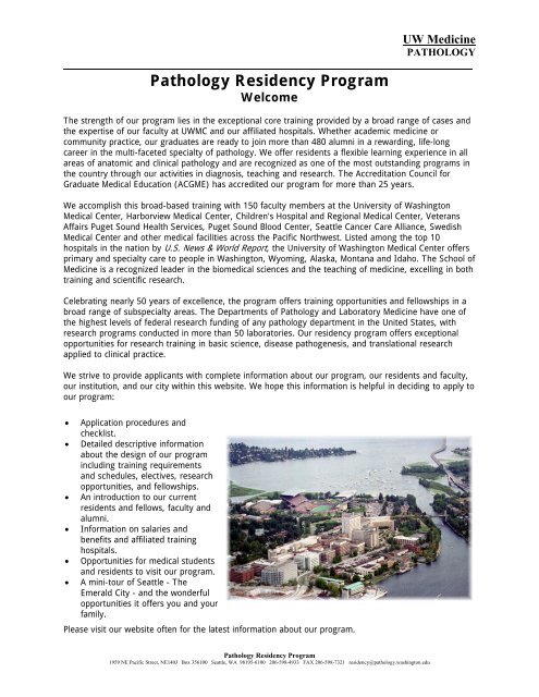 Pathology Residency Program - Pathology - University of Washington