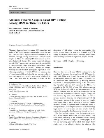 Attitudes Towards Couples-Based HIV Testing Among - ResearchGate