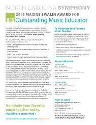 Outstanding Music Educator - North Carolina Symphony
