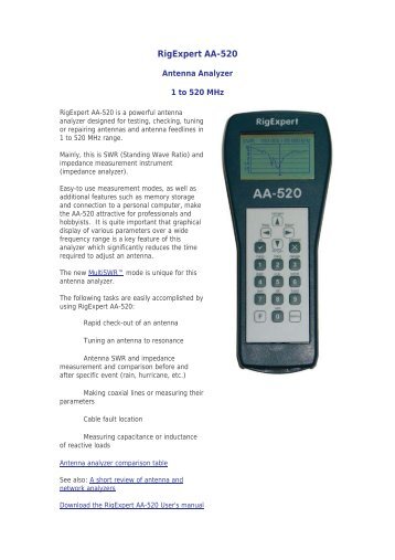 RigExpert AA-520 - Measuretronix Ltd.