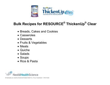 Bulk Recipes For RESOURCE ThickenUp Clear - Nestle-Nutrition.com