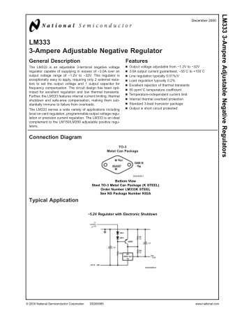 LM333 3-Ampere Adjustable Negative Regulator - Futurlec