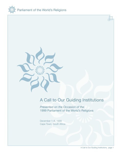 A Call to Our Guiding Institutions - Council for a Parliament of the ...