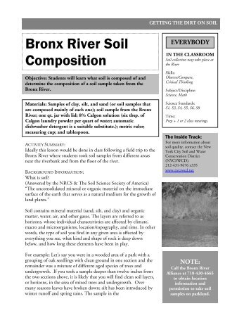 Bronx River Soil Composition - Bronx River Alliance