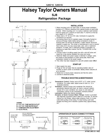 SJ8 Refrigeration Package Halsey Taylor Owners Manual