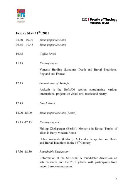 The 2nd RefoRC Conference Oslo, May 10-12, 2012