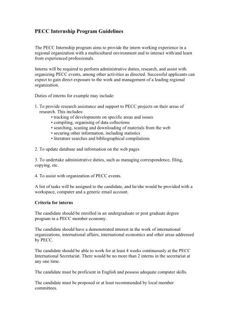 PECC Internship Program Guidelines - HKCPEC