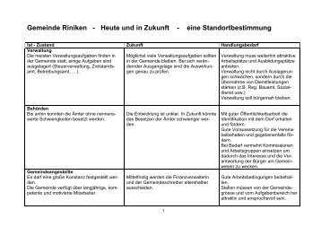 Gemeinde Riniken - Heute und in Zukunft - eine Standortbestimmung