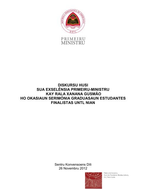 Diskursu husi S.E. Primeiru-Ministru Kay Rala Xanana Gusmão nian