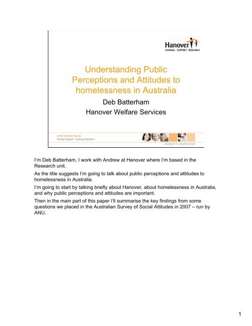 Understanding Public Perceptions and Attitudes to homelessness in ...