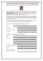 Membership Form - Grayshott Cricket Club