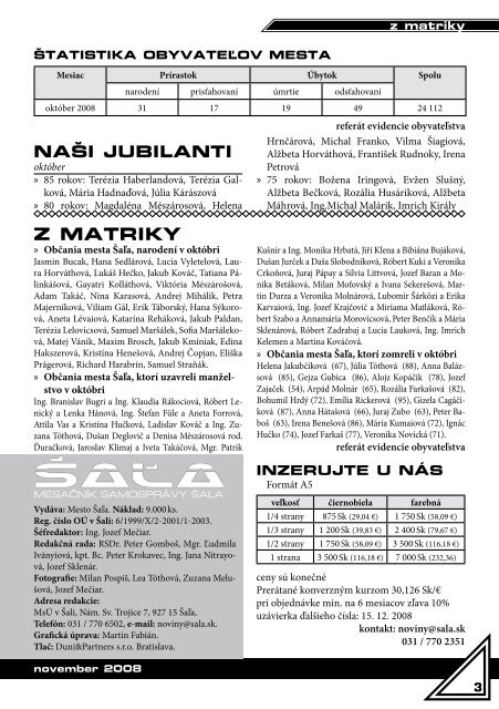 na stiahnutie (pdf - 1.83 MB) - Mesto Å aÄ¾a