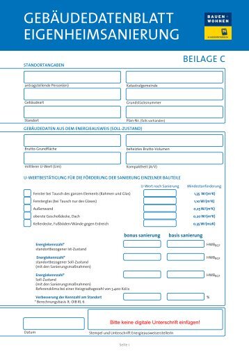 GEBÃUDEDATENBLATT EIGENHEIMSANIERUNG