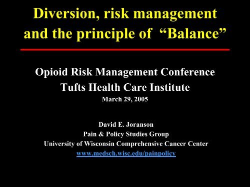 Presentation - Tufts Health Care Institute
