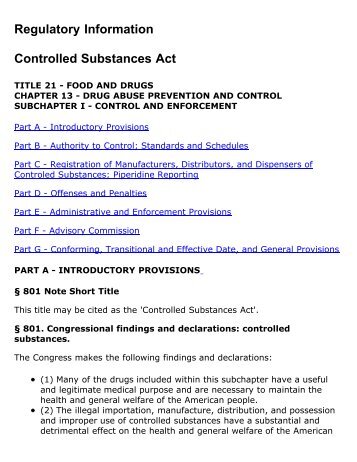 Controlled Substances Act (CSA) - Medical Marijuana ProCon.org