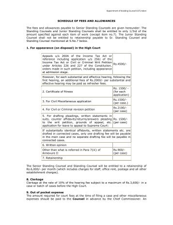 Schedules - Income Tax Department
