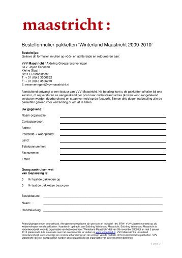 Bestelformulier pakketten 'Winterland Maastricht ... - VVV Maastricht