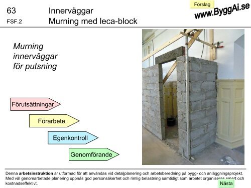 Innerväggar Murning med leca-block 63 Murning ... - ByggAi.se