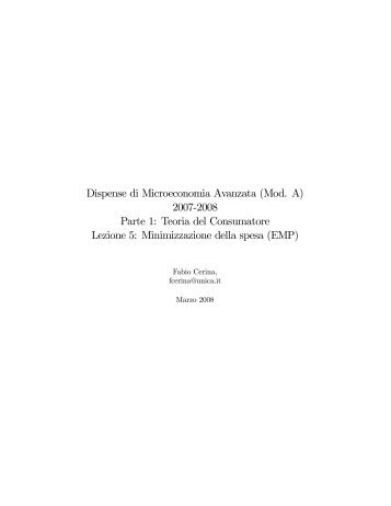 Dispense di Microeconomia Avanzata (Mod. A) 2007$2008 Parte 1 ...