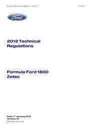 2012 Technical Regulations Formula Ford 1800 Zetec