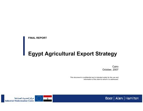 Egypt Agricultural Export Strategy Report - Full - IMC EGYPT