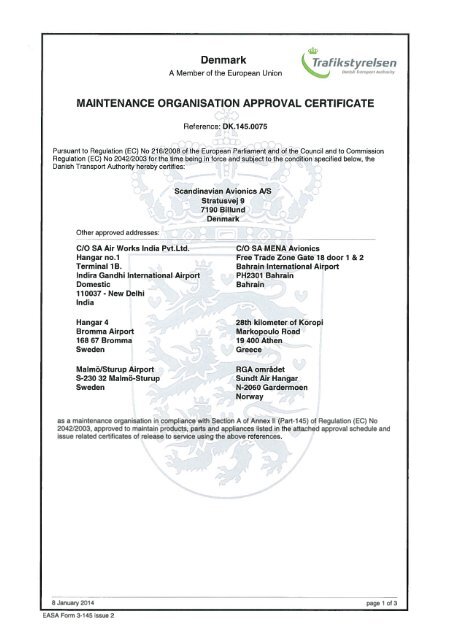 EASA Part-145 Maintenance - Scandinavian Avionics