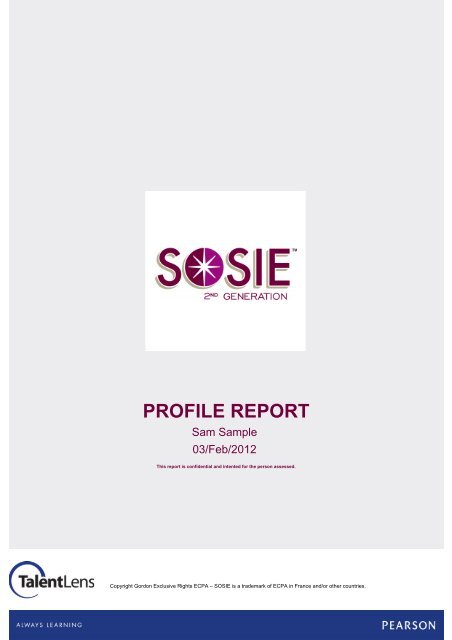 SOSIE - Profile Report - TalentLens