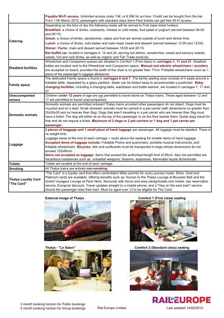 Thalys Product Fact Sheet - Rail Europe