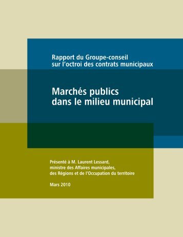 Rapport du Groupe-conseil sur l'octroi des contrats municipaux