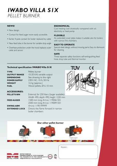 iwabo villa s1x pellet burner - Metro Therm AB