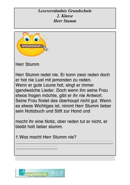 Lesetexte 2 Klasse Herr Stumm