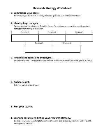 Research strategy worksheet