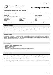 Job Description Form - Department of Corrective Services
