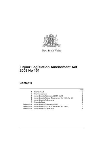 Liquor Legislation Amendment Act 2008 No 101 - NSW Legislation